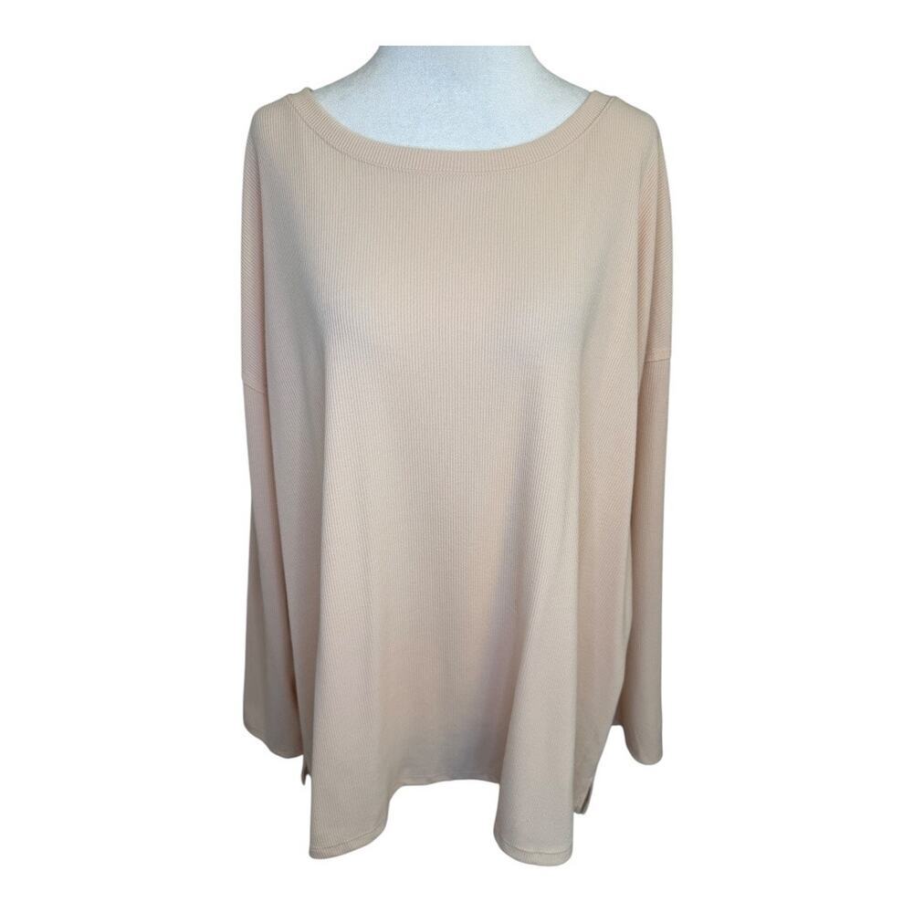 NEW Caslon Women's 3XL Pink Oversized Ribbed Tunic Top Long Sleeve Casual NWT